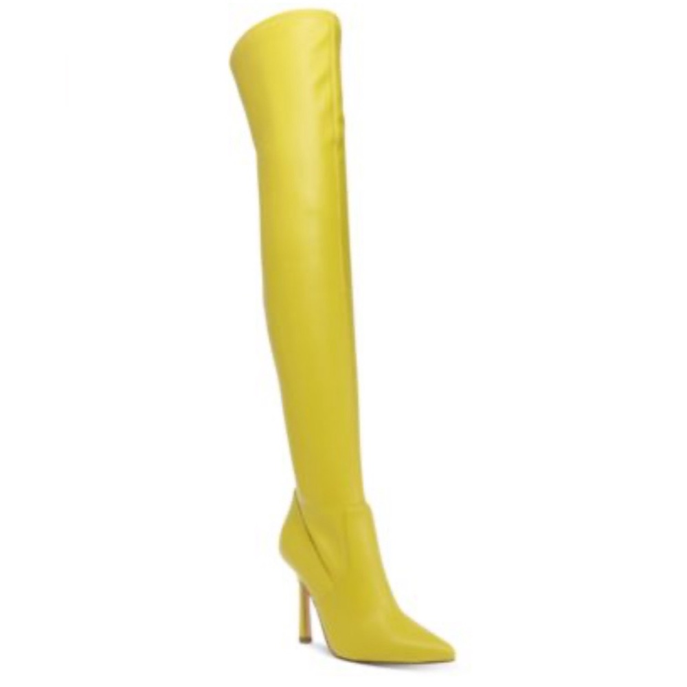 Bright Yellow Over-the-Knee Boots